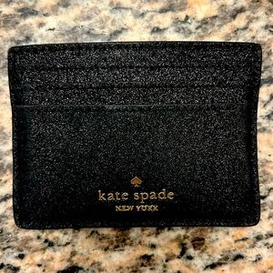 Kate Spade Glimmer Glitter Black Card Holder